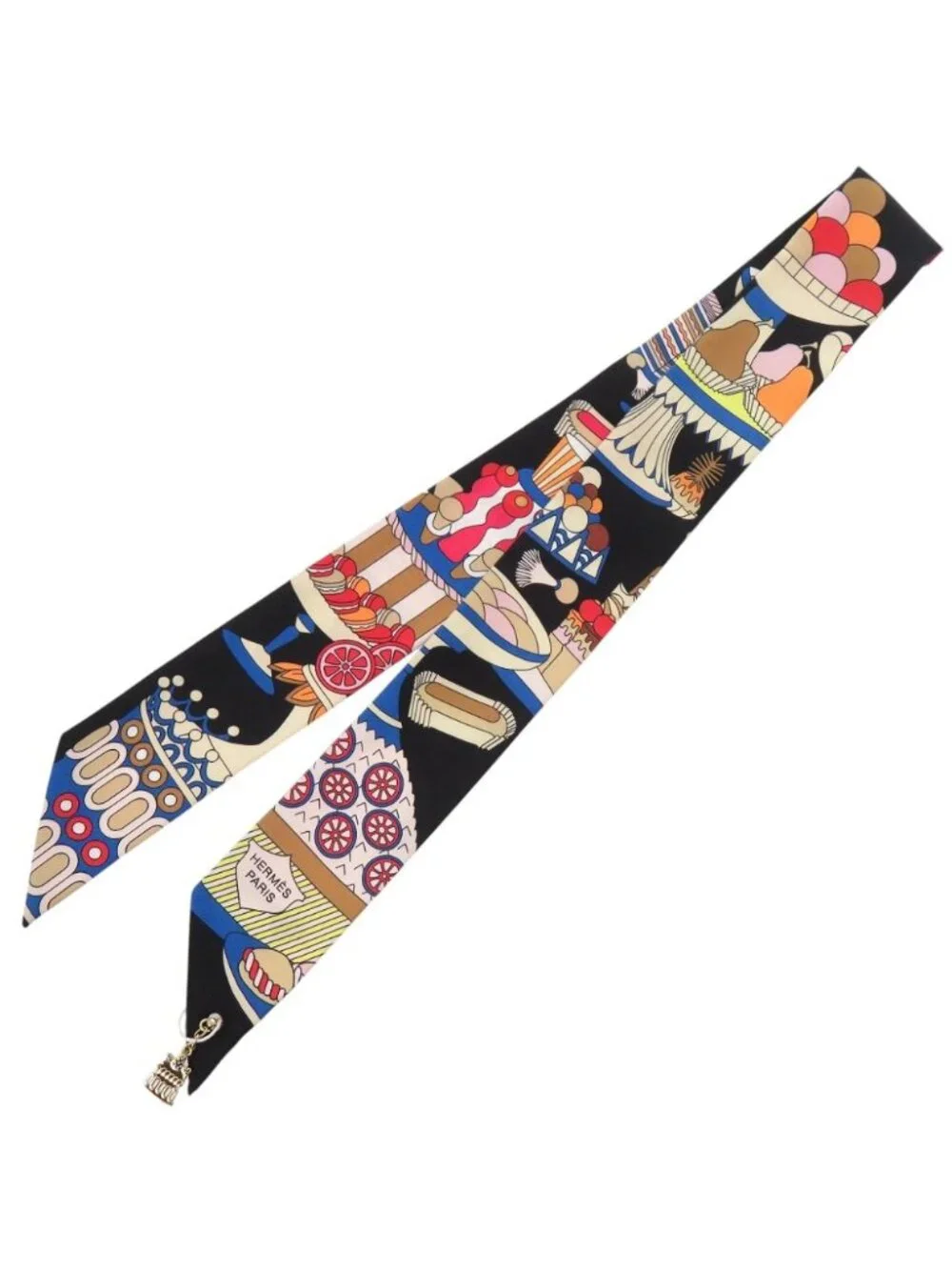 Hermes Twilly Charm Patty Three Francaise Silk Multicolor Scarf